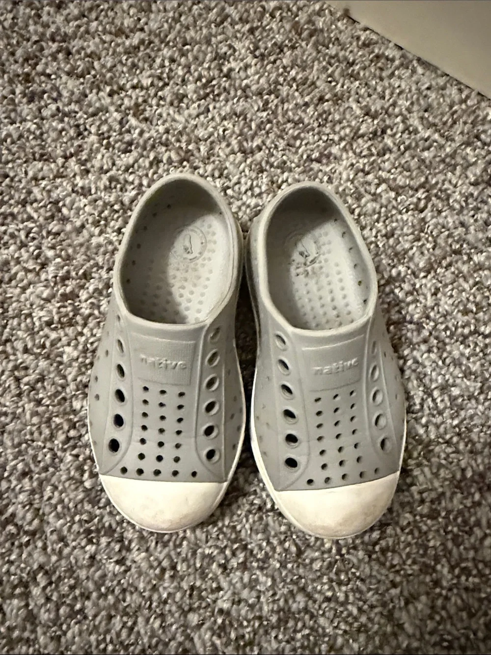 Native Kids Slip-On Water Shoes in Light Gray with White Toe